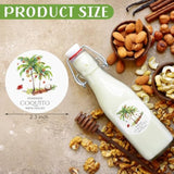 100 Pcs Coquito Labels For Bottles 2.3" Coquito Bottle Sticker Labels With Graphic Of Coconut Palm Tree For Home Holiday Christmas New Year Party Supply(Round)