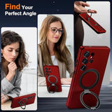 Designed For Samsung Galaxy S25 Ultra Case With Magnetic Ring Stand [Compatible With Mag-Safe][Military Grade Drop Protection][Build In Kickstand] S25 Ultra Phone Case 6.9",Red