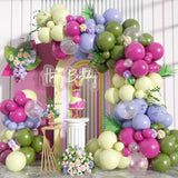 Green Pink Balloons Garland Arch Kit, 125Pcs Retro Peach Pink Green Balloons Arch, Macaron Purple Yellow Balloon For Flower Theme Wedding Bridal Shower Birthday Baby Shower Party Decoration