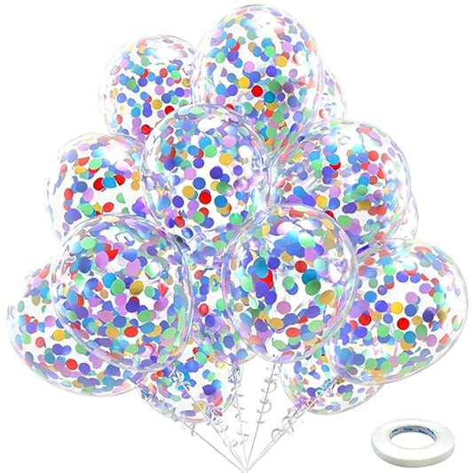 Rainbow Multicolor Confetti Latex Balloons - 60 Pack 12 Inch Helium Colorful Confetti Balloons For Birthday Baby Shower Wedding Party Decorations