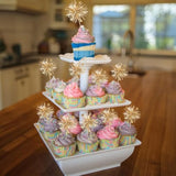 30Pcs Foil Firework Cupcake Toppers Happy Birthday Cake Toppers Sparkle Tinsel Flower Drink Stirrers Cocktail Food Fruit Toothpicks For Valentine'S Day Party Supplies Gold