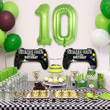 Video Game 10th Birthday Balloons Controller Mylar & Green Number Set