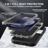 For Iphone 12 Mini Case, Military Grade 3 In 1 Heavy Duty Shockproof/Drop Proof/Dust Proof Case With 2Pcs Tempered Glass Screen Protector (Black/Grey)