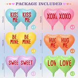 12 Pcs Valentine'S Day Candy Heart Balloons 18 Inch Foil Heart Shaped Balloons Xoxo Love Sweet Be Mine Kiss Me Hug Me Foil Valentine'S Day Wedding Decor(Colorful)