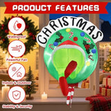 3.5Ft Christmas Inflatable Outdoor Decoration Green Ugly Monster Wreath Christmas Window Inflatable With Built-In Led Li