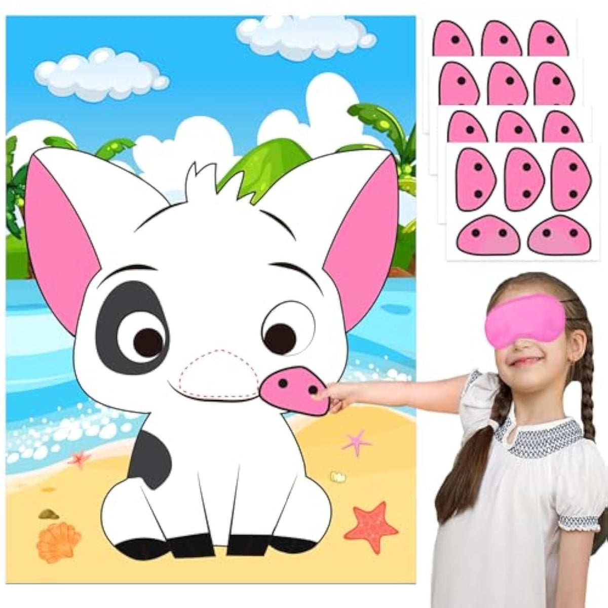 Mona Party Decorations Pin The Nose On The Pig Pin Game For Kids Mona Birthday Party Favors Pig Poster Decorations