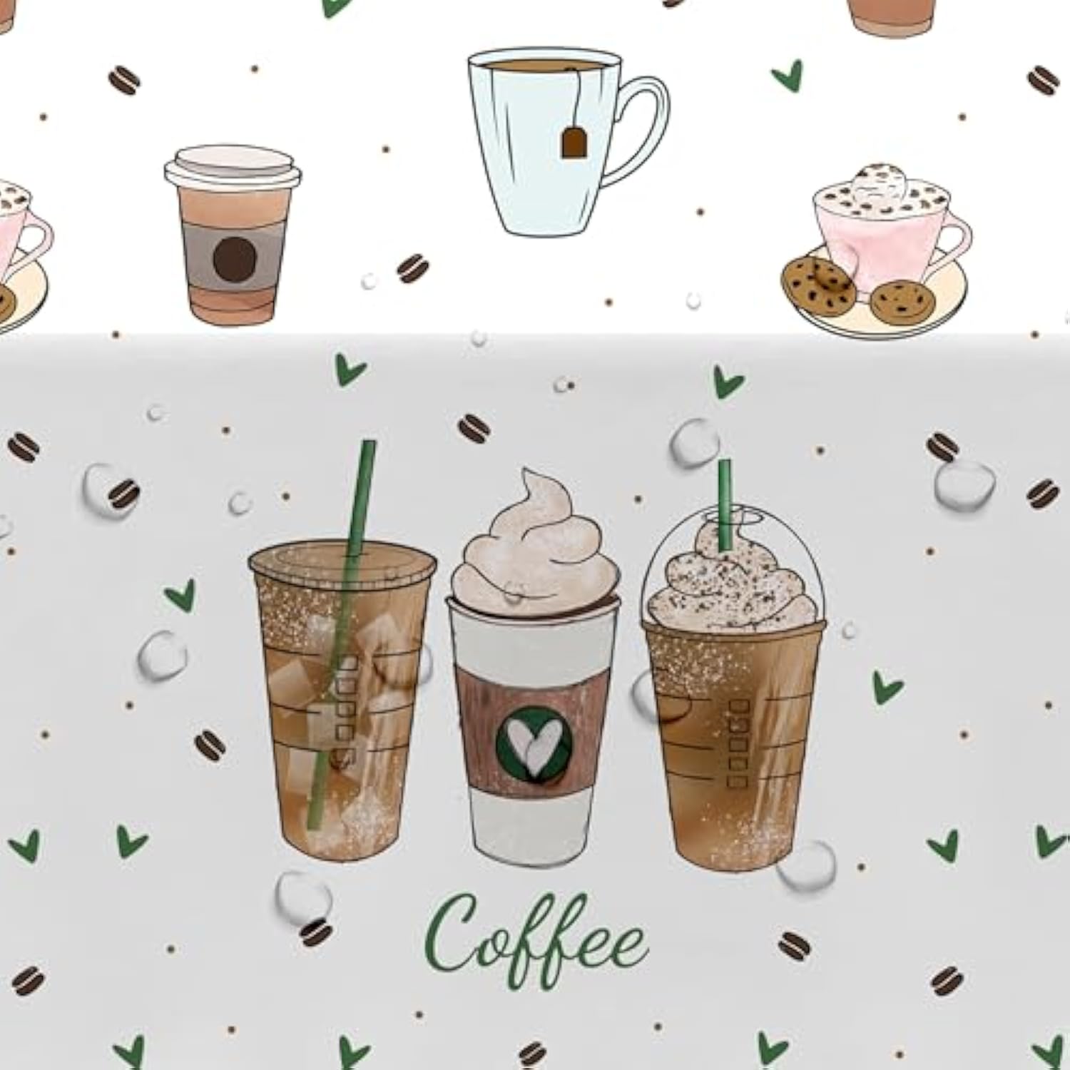 Coffee Party Decorations Tablecloth For Birthday Baby Shower, 3 Pack Disposable Latte Fun Coffee Theme Party Supplies Table Cover, 55In X 86In