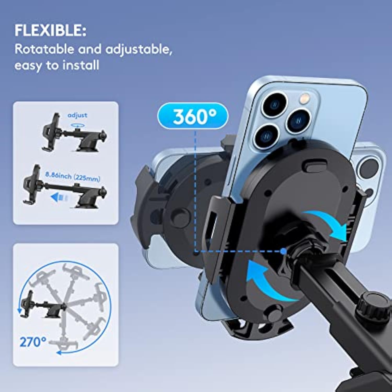 Adjustable Long Arm Strong Military Grade Phone Holder Mount