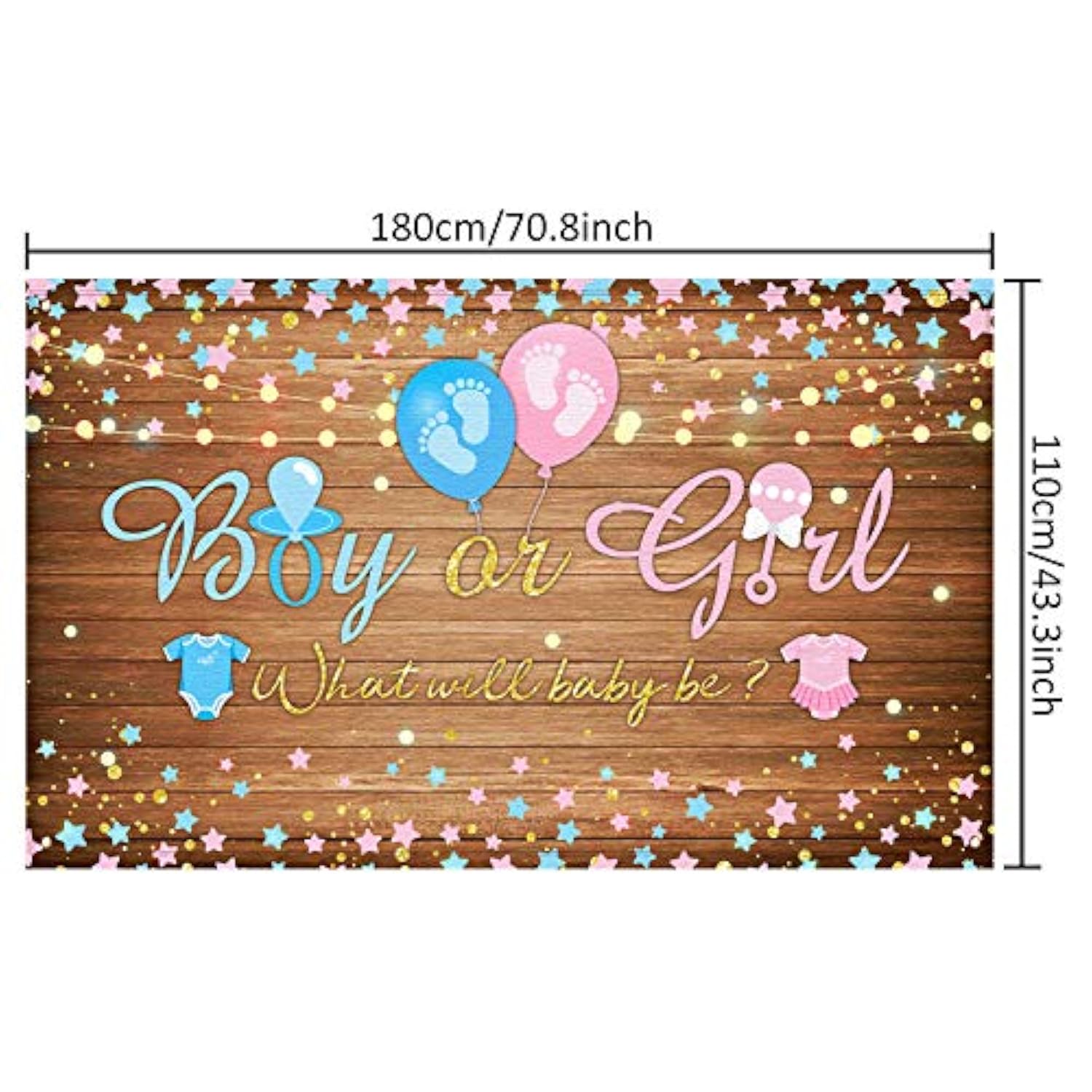 70.8×43.3″ Gender Reveal Backdrop – Pink & Blue “Boy or Girl” Banner
