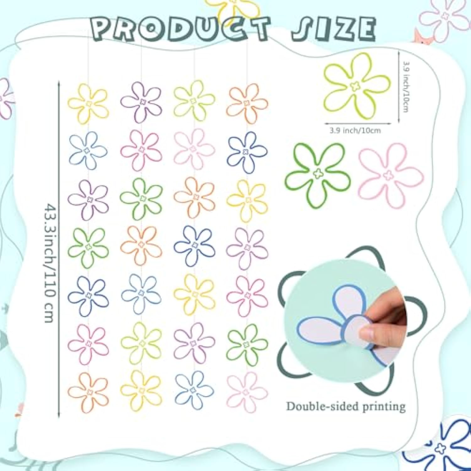 8 Pcs Sponge Party Decorations Cartoon Flowers Bubbles Garland Banner Under The Sea Hanging Garland Ocean Ceiling Streamer Cutouts For Baby Shower Birthday Photo Props Summer Decor Supplies