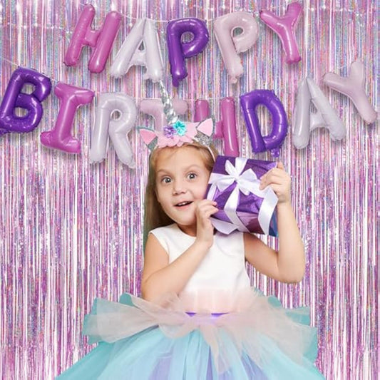 Purple Pink Happy Birthdays Balloons - Happy Birthdays Balloons Letters For Birthdays Unicorn Mermaid Butterfly Party Decorations 16 Inch