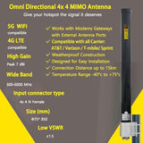 Omni Directional 4X4 Mimo Antenna 5G For T Mobile Home Internet, 5G/ 4G/ Lte/Wifi Outdoor Cellular Antenna For Modems Routers Hotspots Gateway, 600-6000Mhz