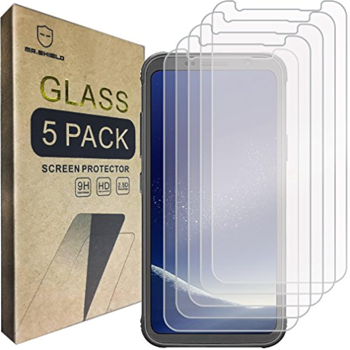 [5-Pack] Designed For Samsung Galaxy S8 Active [Not Fit For Galaxy S8 Model] [Tempered Glass] Screen Protector [0.3Mm Ultra Thin 9H Hardness 2.5D Round Edge] With Replacement