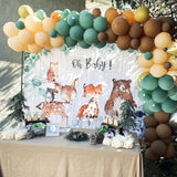 Sage Green Brown Balloon Arch Kit 140PCS Woodland Safari Bear Camping Baby Shower Party