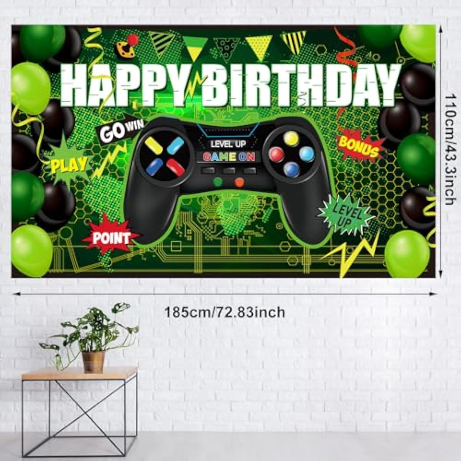 55pcs Video Game Birthday Decorations Set with Backdrop, Table Covers & Balloons