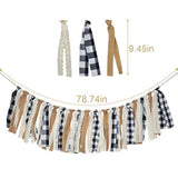 Buffalo Check Plaid Banner Black And White Gingham Spring Summer Fall Winter Easter Christmas Mantle Fireplace Garland Decoration