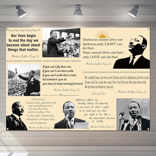 Martin Luther King Jr. Day Photo Booth Backdrop for Bulletin Board Decorations History Famous Quote MLK Day Decor Inspiration School Classroom Wall Decor (7×5ft)
