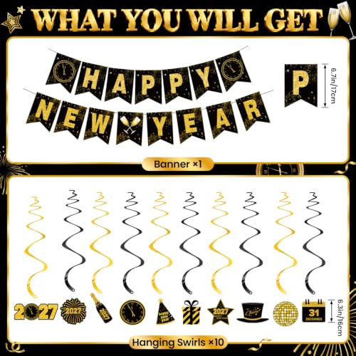 New Years Decorations 2027, 67 Pcs New Years Eve Party Supplies