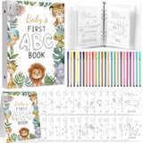 Baby Shower Games Baby'S First Abc Coloring Book 26 Curious Baby Activity Cards Animal Alphabet A To Z Coloring Card With 24 Watercolor Pen(Safari)