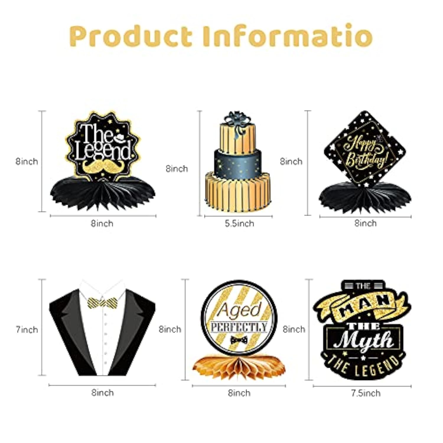 10 Pieces The Man The Myth The Legend Centerpiece Birthday Decorations