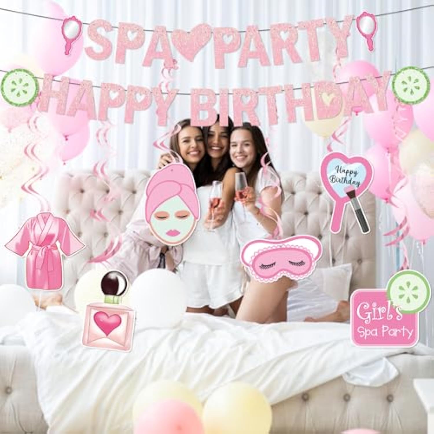 Spa Party Happy Birthday Banner Spa Birthday Party Supplies For Girls Women With Spa Birthday Banner Hanging Ceiling For Sleepovers Slumber Makeup Parties