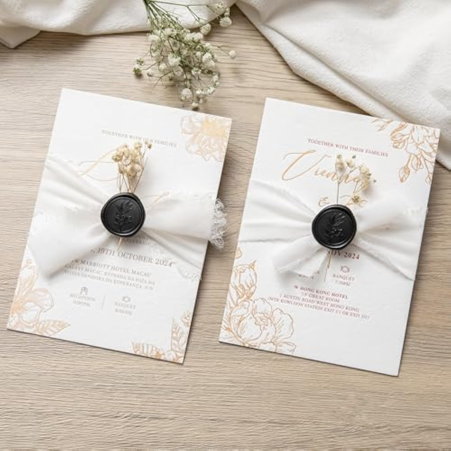 Black Wax Seal Stickers - Wedding Invitation Seal Stickers, 50 Pcs Self- Adhesive Wax Seals, Perfect For Invitation Cards, Envelopes Christmas Cards, Gift Wrapping, Party Menu Decor