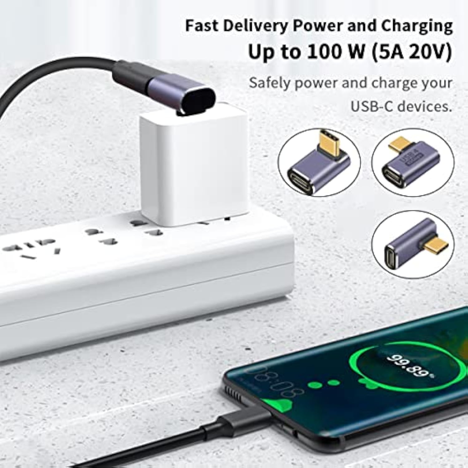 Usb C Adapter 40Gbps, 3Pack 90 Degree Usb C Adapter Pd, Right Angle Usb C Adap