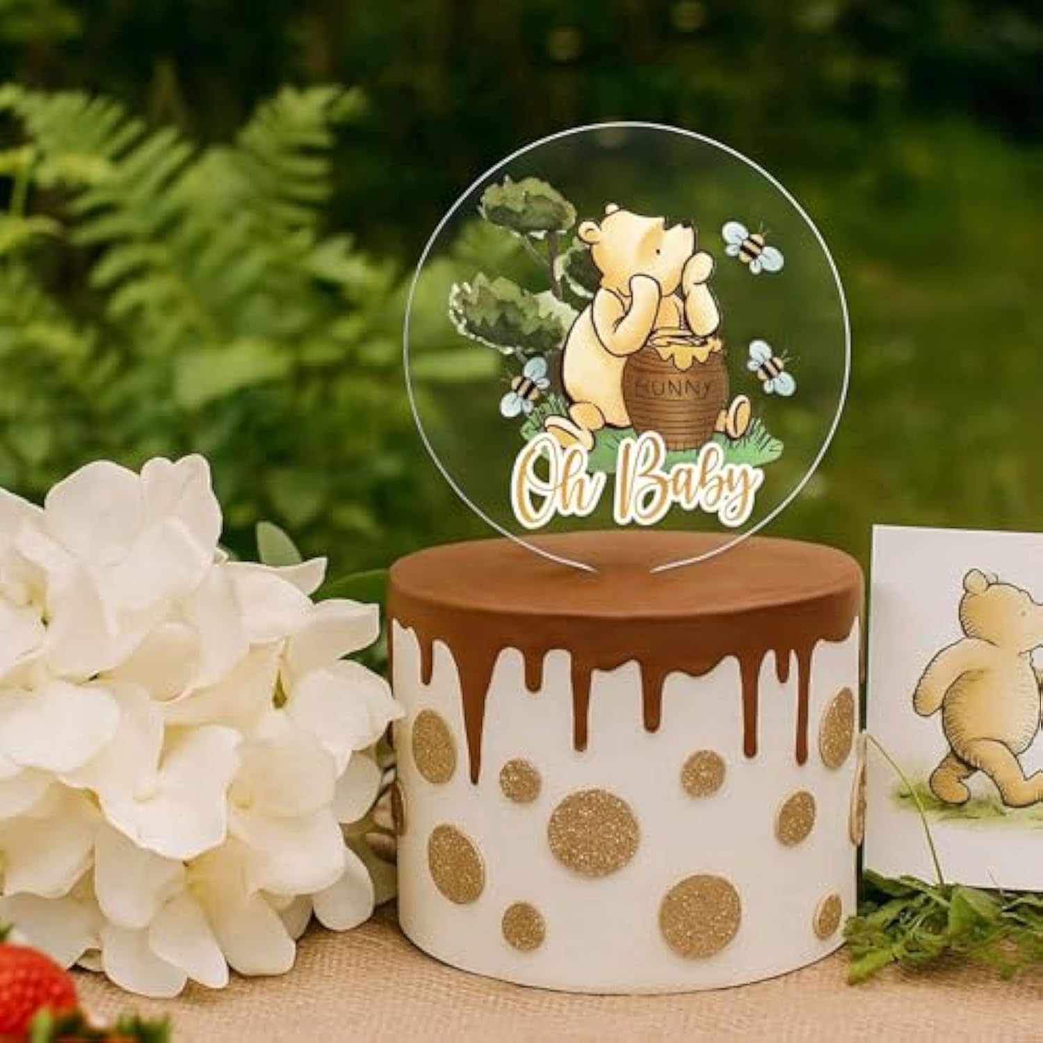 Acrylic Winnie Oh Baby Cake Topper Classic Pooh Baby Shower Decor
