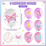 45 Pcs Butterfly Birthday Decorations Butterfly Birthday Party Balloons Pink Purple Fairy Latex Balloons Decorations For Girls Princess Women Baby Shower Wedding Grad Party Supplies (Classic)