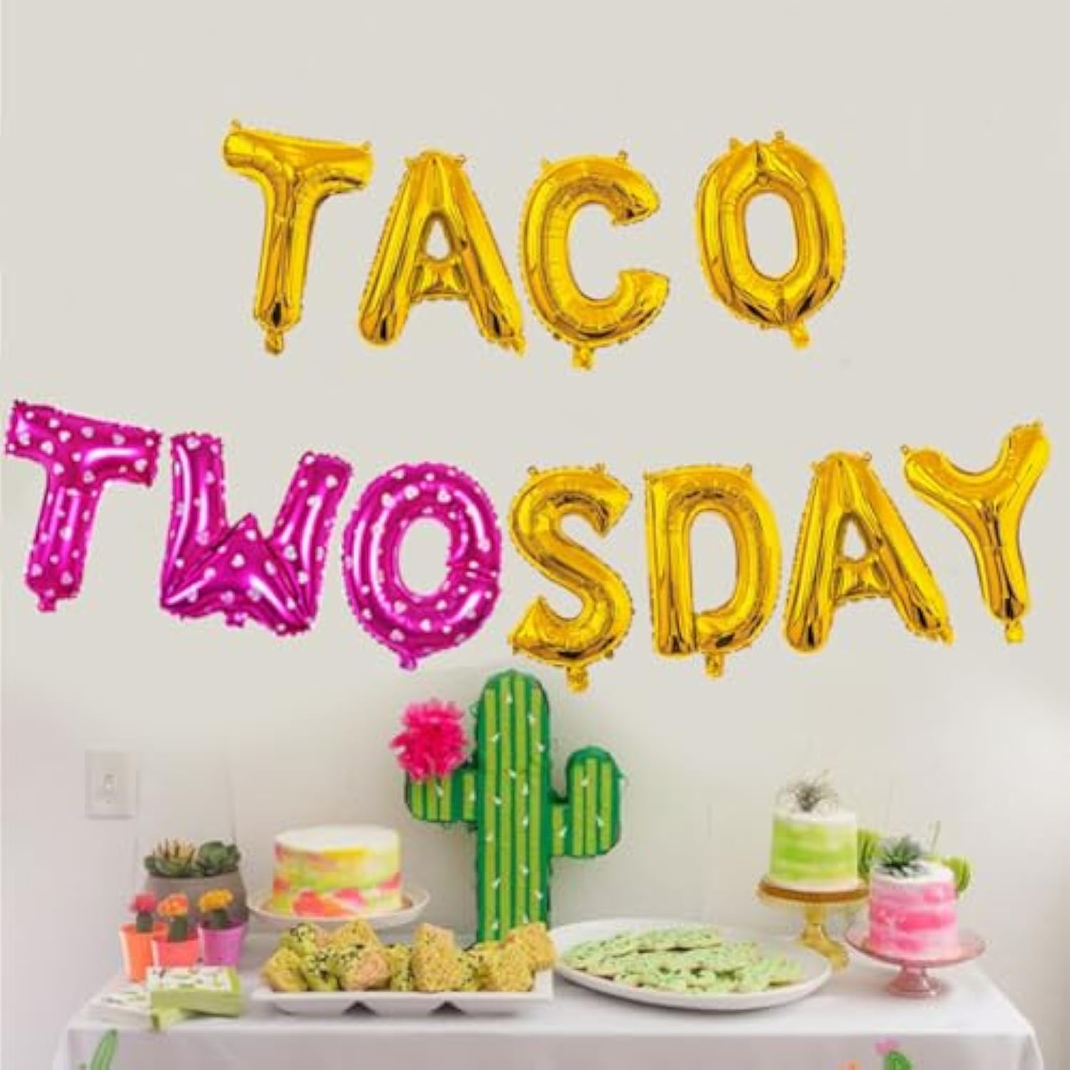 Qinsly'S 14Pcs Taco Twosday Birthday Party Kit - Fiesta Themed Banner, Balloons, Cactus Decorations For Taco 2Sday Celebration