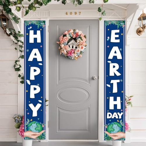 Happy Earth Day Decorations Outdoor Earth Day Welcome Porch Sign Banner April 22 Environmental Protection Earth Day Decorations and Supplies for Home