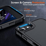 For Se Case 2022/3Rd/2020, 8/7 Case,With [2Xtempered Glass Screen Protector] [360 Full Body Shockproof] [Heavy Dropproof],Hard Pc+Soft Silicone Tpu+Glass Screen Phone Case-Black