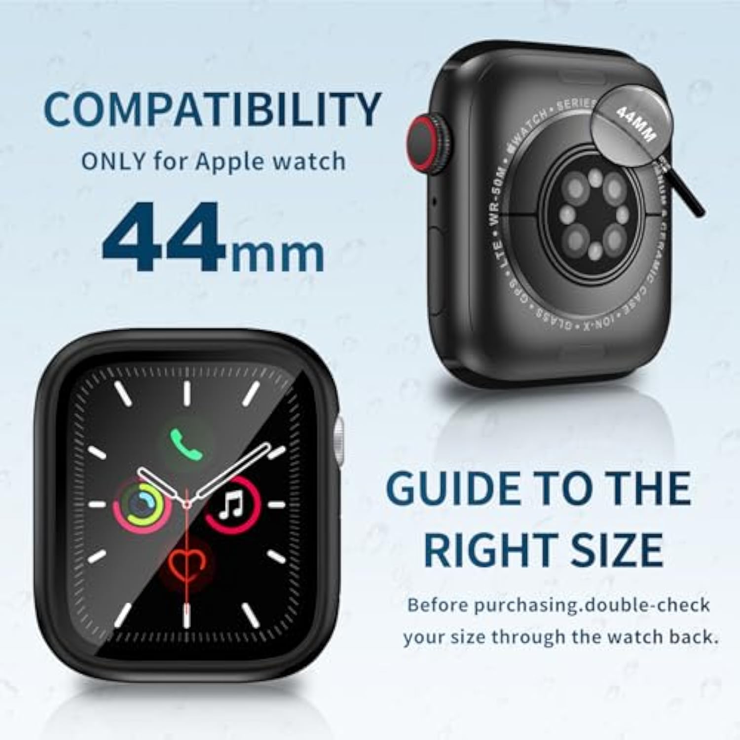 Waterproof Case For Apple Watch Series Se2 Se 6 5 4 44Mm, Built-In Screen Protector With Tempered Glass [Touch Sensitive] Cover For Iwatch S6/S5/S4/Se 44Mm, Black