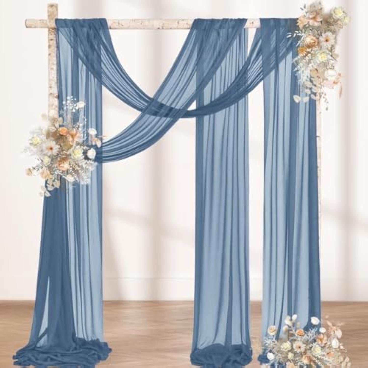 Dusty Blue Wedding Arch Draping Fabric 29" x 20FT Sheer Backdrop for Ceremony