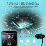 Neckband Bluetooth Headphones, 200H Extra Long Playtime Wireless Stereo Neckband Earbuds with Microphone, Waterproof Balanced Armature Drivers in Ear