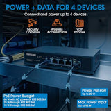 Intellinet Poe-Powered 5 Port Gigabit Switch With Poe Passthrough One Ieee 802.3Bt Poe++ Pd Port, Five Poe+ Ports - 65W Power Budget - Fanless Silent - 3 Yr Mfg - 561808