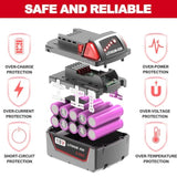 5.0Ah 18V Extended Battery Replacement for Milwaukee M18 Cordless Tools 2-Pack