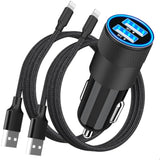 ?Mfi Certified?Iphone Car Charger Fast Charging, 4.8A Dual Usb Smart Power Cigarette Lighter Usb Car Charger With 2Pack Lightning Braided Cable For Iphone 14 13 12 11 Pro Xs Mini Xr X Se Ipad
