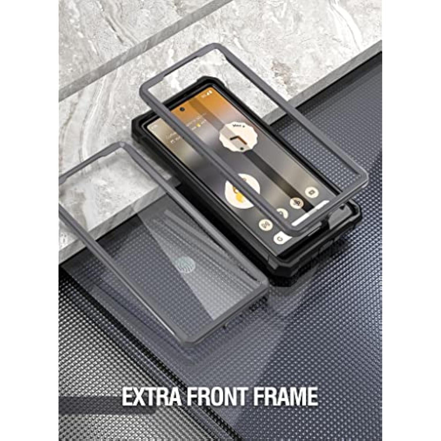 Guardian 6Ft Drop Tested Case For Pixel 6A 5G - Built-In Screen Protector, Full Body Hybrid Shockproof, Black/Clear