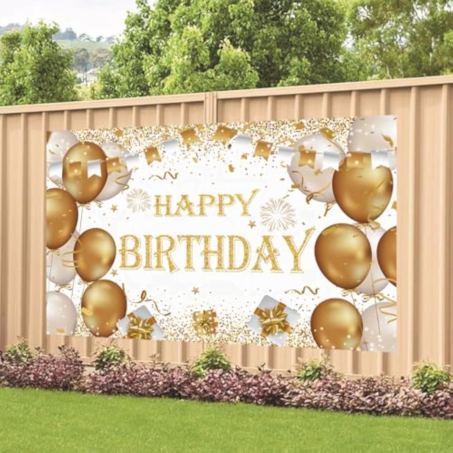 Gold Birthday Party Decoration Gold Happy Birthday Backdrop Gold Photo Background Banner Poster For Gold Party Decorations Party Supplies 70.8 X 47.2 Inch
