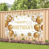 Gold Birthday Party Decoration Gold Happy Birthday Backdrop Gold Photo Background Banner Poster For Gold Party Decorations Party Supplies 70.8 X 47.2 Inch