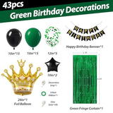 Green Happy Birthday Decorations for Men Banner Fringe Balloons Kit for Milestones