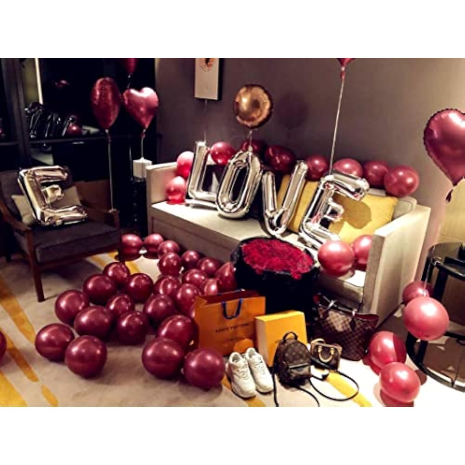 Burgundy Rose Gold Balloons Of 30Pcs For Burgundy Birthday Party Decor