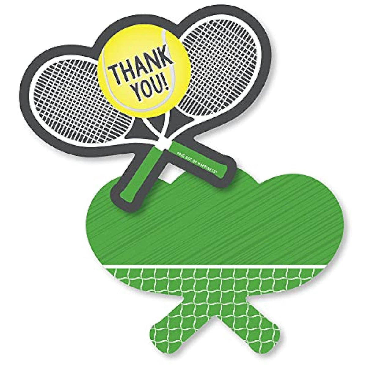 Big Dot of Happiness You Got Served - Tennis - Shaped Thank You Cards - Baby Shower or Tennis Ball Birthday Party Thank You Note Cards with Envelopes - Set of 12