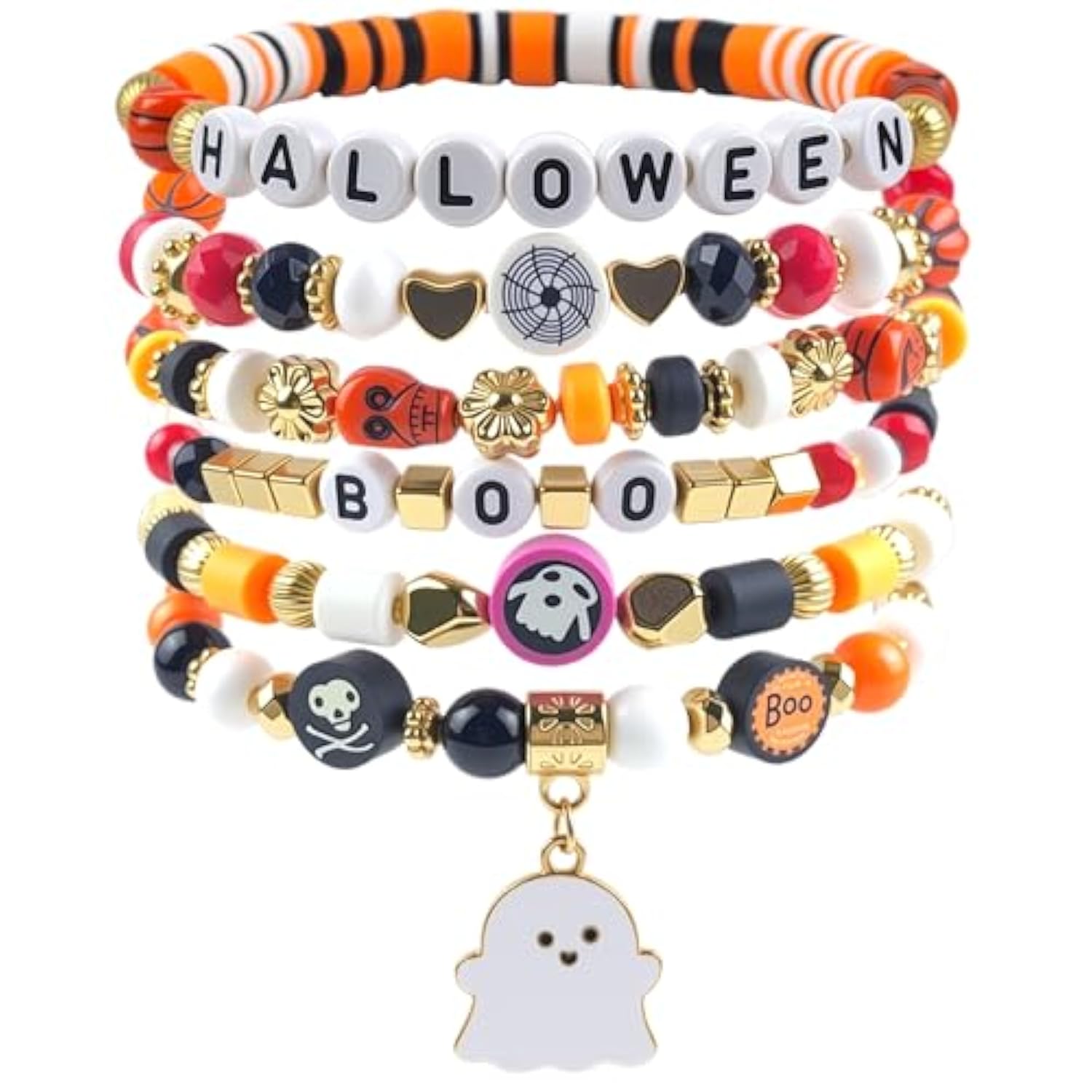 Halloween Costumes Woman 2025 - 6 Pack Halloween Bracelets | Halloween Party Favors Shirts Pajamas Sweatshirts For Women - Halloween Decorations Accessories Gifts Makeup Dress For Adults Girls