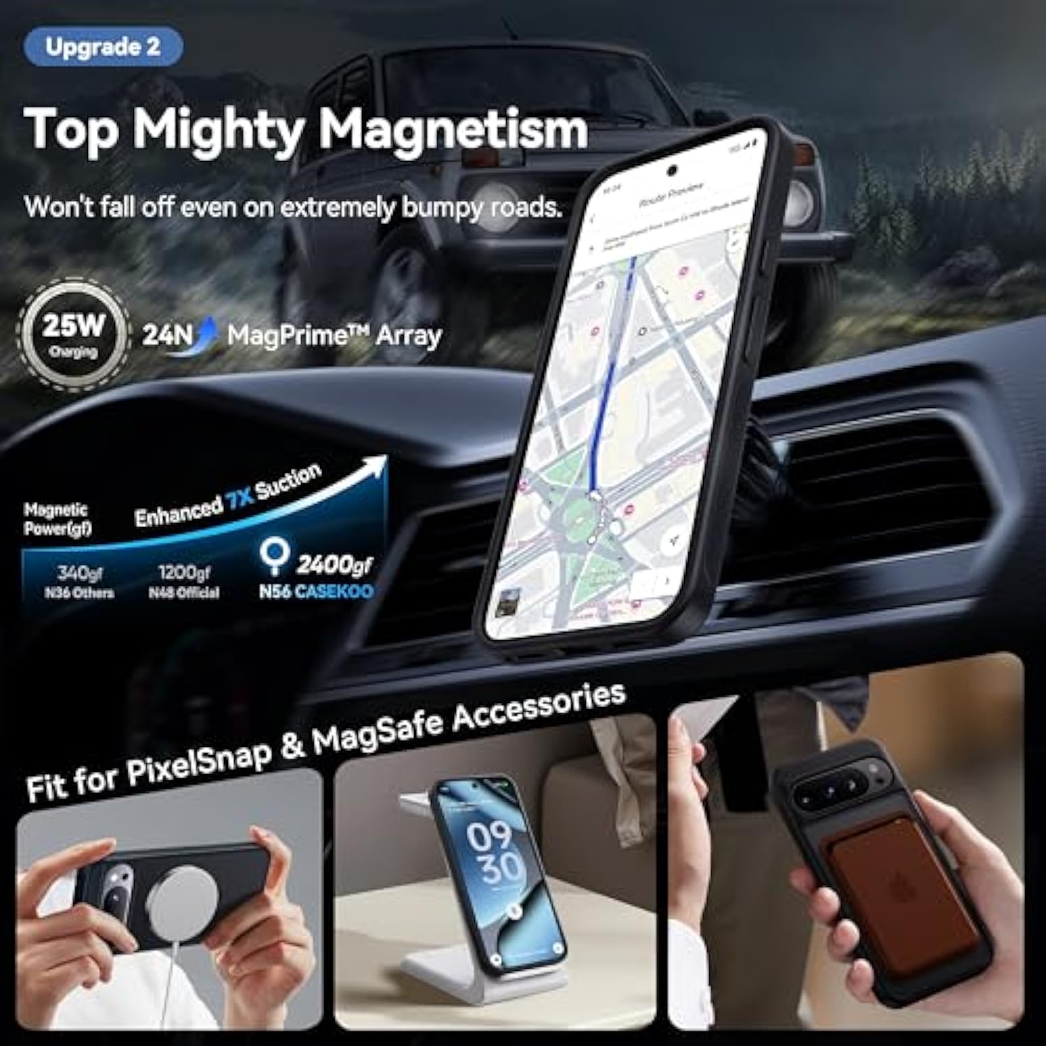 Patented 360 Spin Magnetic Ring Stand For Google Pixel 10 Pro Xl Case [Fit For Pixelsnap & Magsafe] [16Ft Military-Grade Protection] Matte Rugged Slim Pixel 10 Pro Xl Case 6.8'', Black