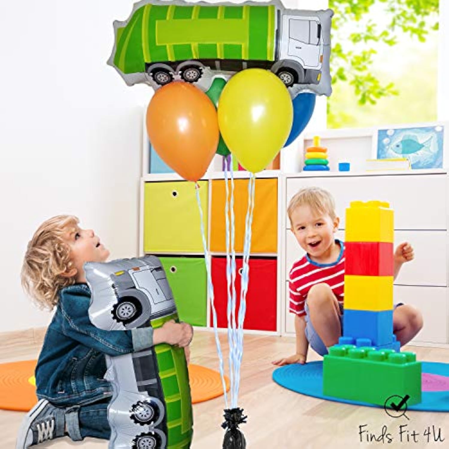 Garbage Truck Balloon - 2 Large Trash Truck Foil Balloons - Garbage Tr