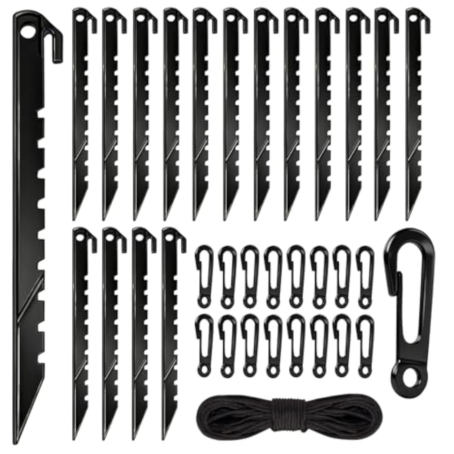 33Pcs Inflatable Stakes And Tether, Heavy Duty Plastic Tent Stakes With Hooks For Inflatables Spikes Replacement Hallowe