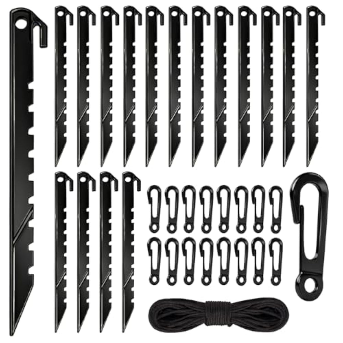 33Pcs Inflatable Stakes And Tether, Heavy Duty Plastic Tent Stakes With Hooks For Inflatables Spikes Replacement Hallowe