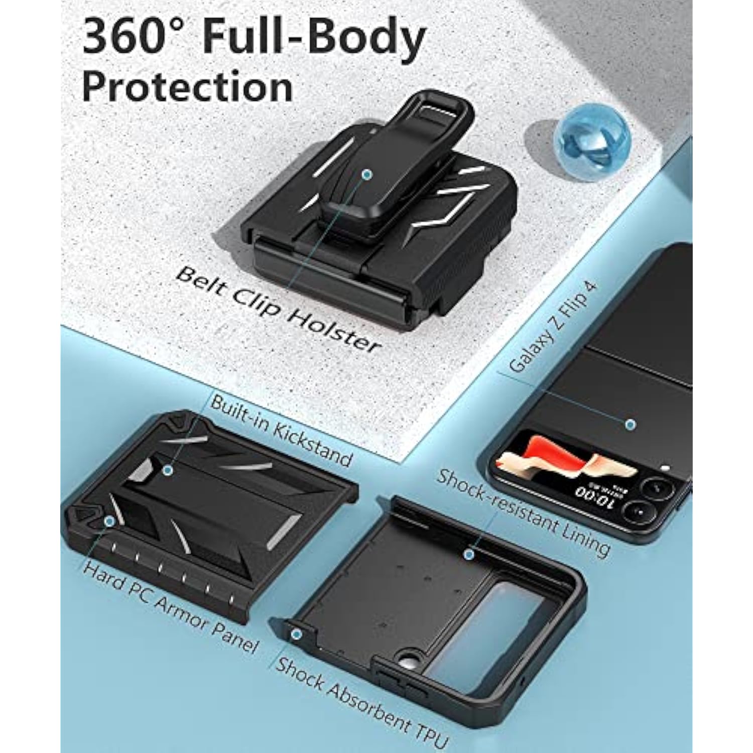 Protective Drop Proof Rugged Cover for Galaxy Z Flip 4